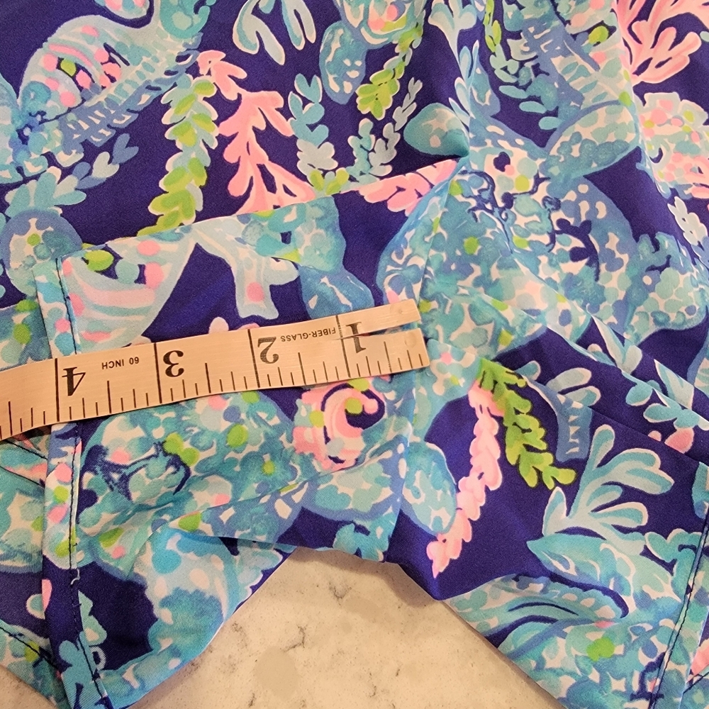 Lilly Pulitzer Pink and Blue Athletic Luxletic Shorts Vibrant Design Size Small - Picture 4 of 14